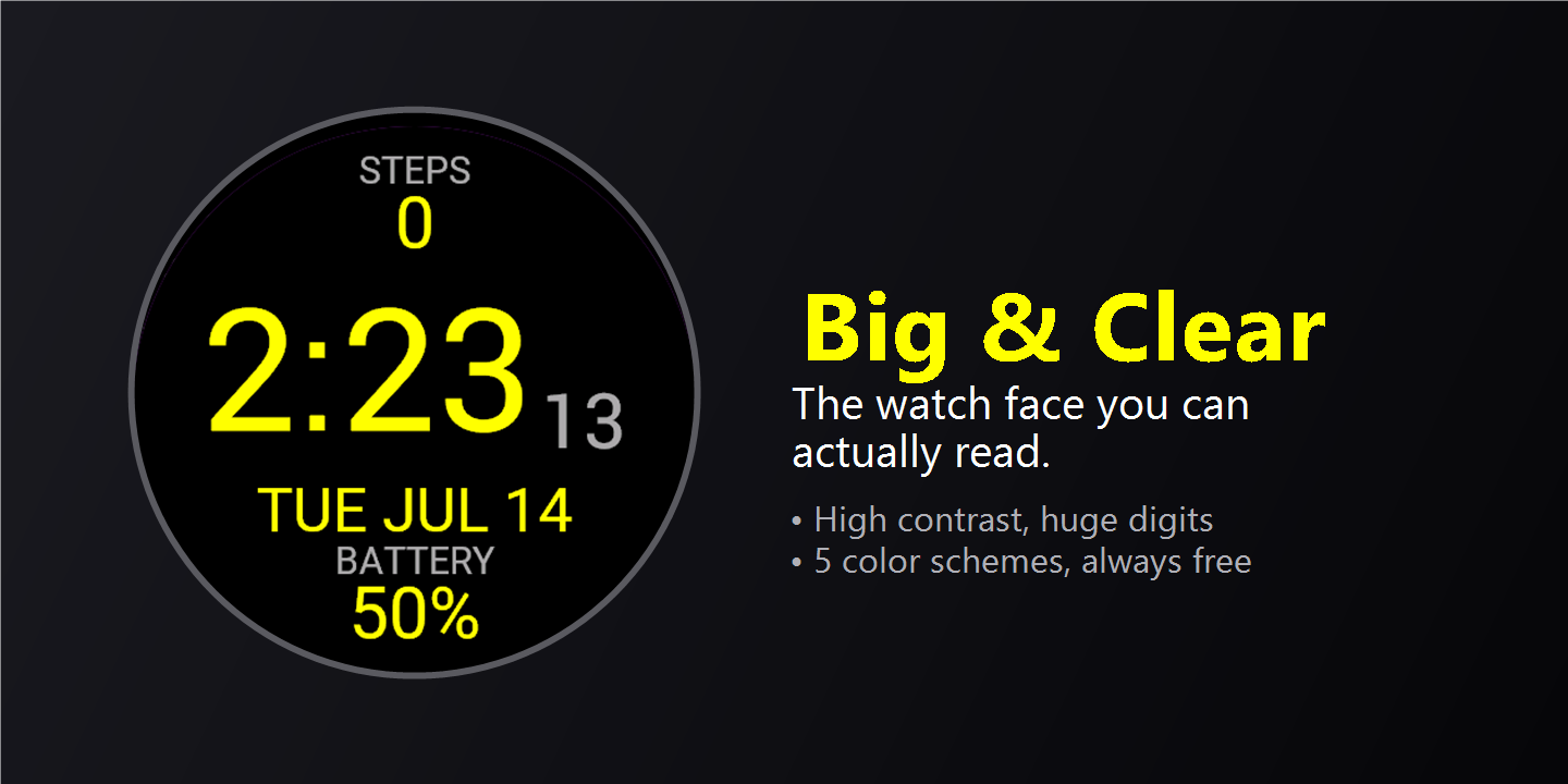 Big & Clear preview with giant time